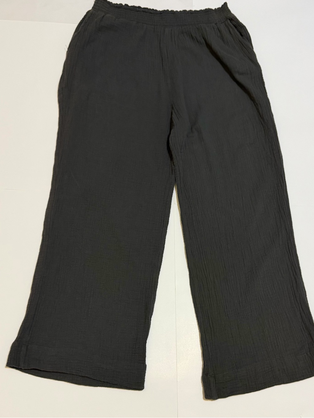 Faherty dream organic cotton heather gray gauge wide- leg pants casual wear